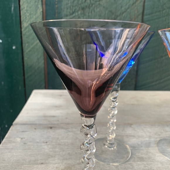 Vintage Handcrafted Colored Twisted Stem Cordials - Picture 2 of 13